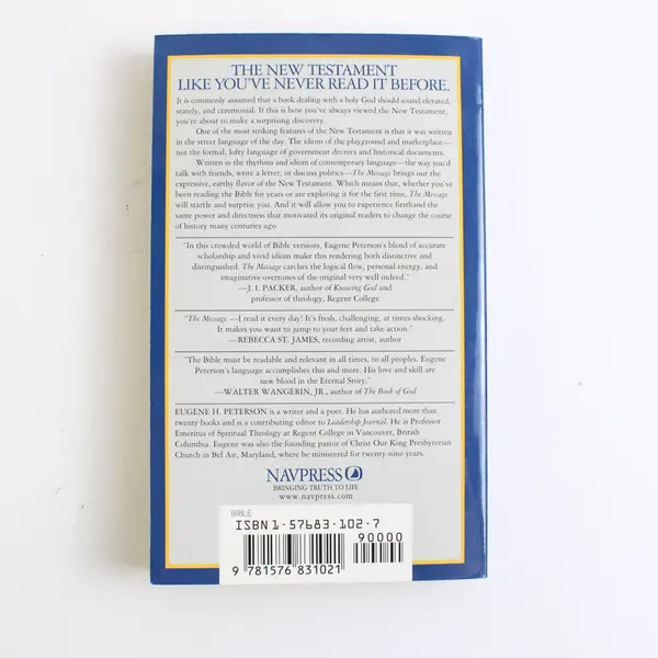 The Message The New Testament in Contemporary Language Eugene Peterson '93 PB