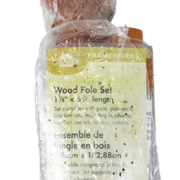 Graber Frameworks Wood Curtain Drapery Pole 1-1/8in x 6ft New