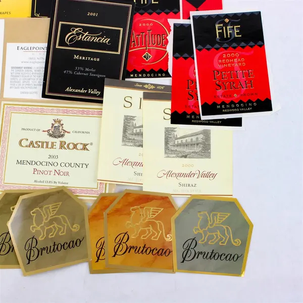 Lot Of 25 Mendocino California Fine Wine Labels 2000-2003 Unused