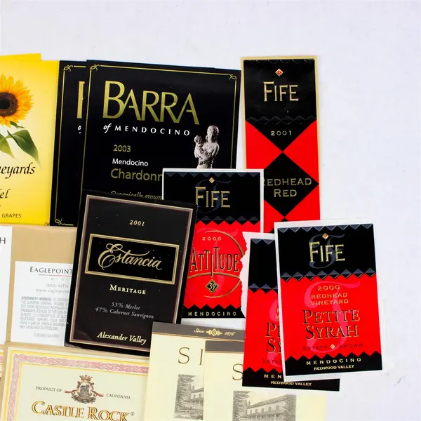 Lot Of 25 Mendocino California Fine Wine Labels 2000-2003 Unused
