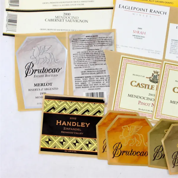 Lot Of 25 Mendocino California Fine Wine Labels 2000-2003 Unused