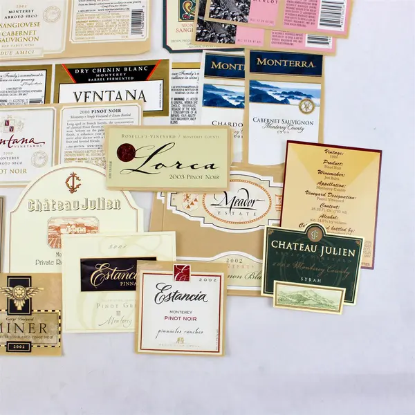 Lot Of 33 Monterey County California Fine Wine Labels 1997-2003 Unused