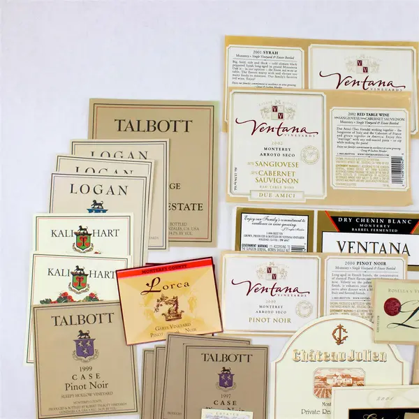 Lot Of 33 Monterey County California Fine Wine Labels 1997-2003 Unused