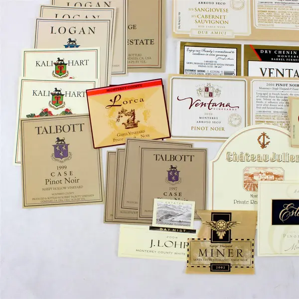 Lot Of 33 Monterey County California Fine Wine Labels 1997-2003 Unused