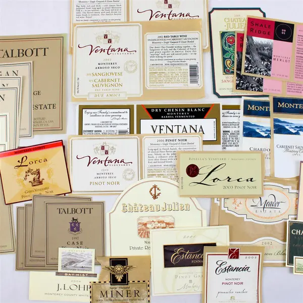 Lot Of 33 Monterey County California Fine Wine Labels 1997-2003 Unused