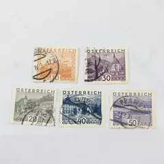 Lot Of 5 Austria Landscapes 10/20/30/40/50g Stamps Used 1930s