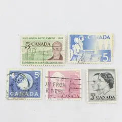 Lot Of 5 Mixed Canada Postage Stamps 1955-1963 Used Cancelled 