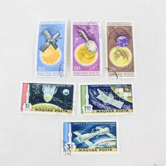 Lot Of 6 Hungary Satellite Commemorative Stamps Mint Canceled To Order 1960s