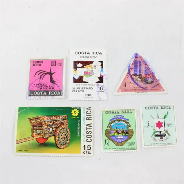 Lot Of 6 Costa Rica Commemorative Air Mail Stamps Mint Canceled To Order 
