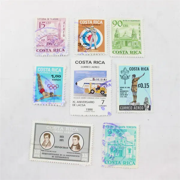 Lot Of 8 Costa Rica Air Mail Stamps Mint Canceled To Order 1960s 1980s