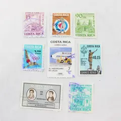 Lot Of 8 Costa Rica Air Mail Stamps Mint Canceled To Order 1960s 1980s