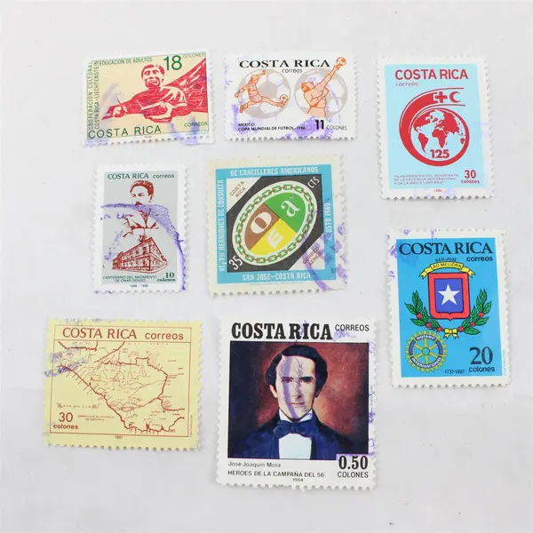 Lot Of 8 Costa Rica Commemorative Stamps Mint Canceled To Order 1960s 1980s 
