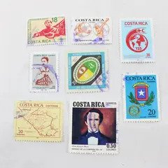 Lot Of 8 Costa Rica Commemorative Stamps Mint Canceled To Order 1960s 1980s 