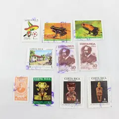 Lot Of 10 Costa Rica Commemorative Stamps Mint Canceled To Order 1980s 