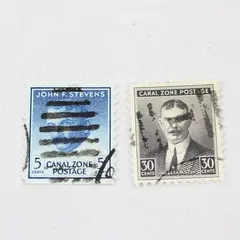 Lot Of 2 U.S. Canal Zone Stamps Used Canceled 1930s 1940s