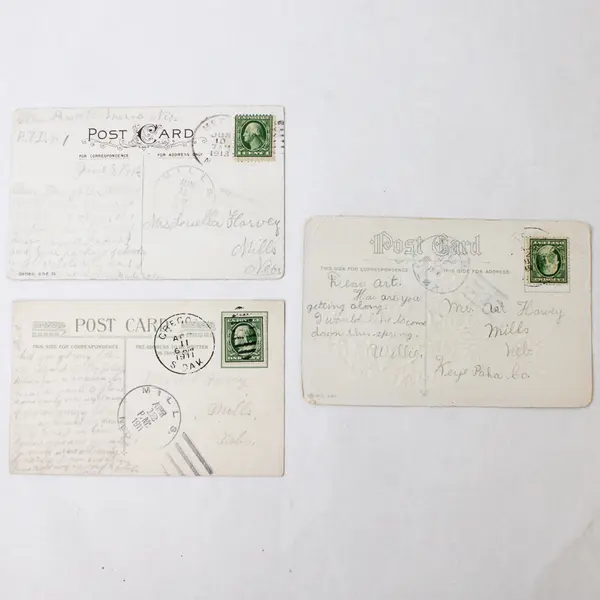 Lot Of 3 Vintage Best Wishes Flowers Postcards 1910s Double Postmarks