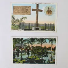 Lot Of 2 Vintage San Diego Calif Litho Postcards Lily Pond Serra Monument  