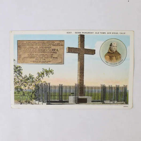 Lot Of 2 Vintage San Diego Calif Litho Postcards Lily Pond Serra Monument  