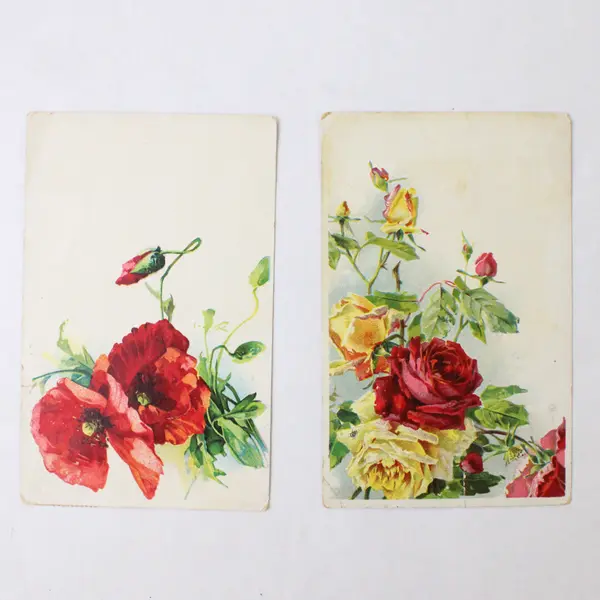 Lot Of 2 Vintage 1910 Floral Design Greeting Card Postcards