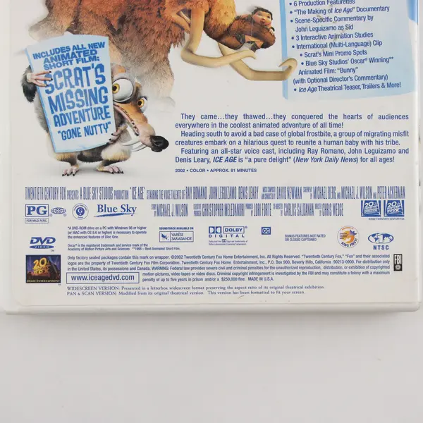 Ice Age 2-Disc Special Edition DVD 2002, 20th Century Fox 