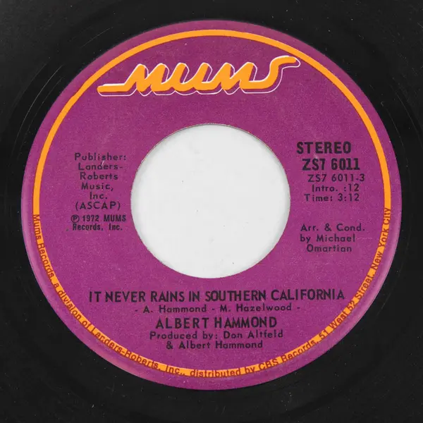 Albert Hammond Anyone Here In The Audience/It Never Rains In Southern California