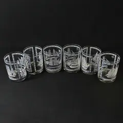 Set of 6 Georges Briard Nautical Sailing Ship Rocks Glasses  