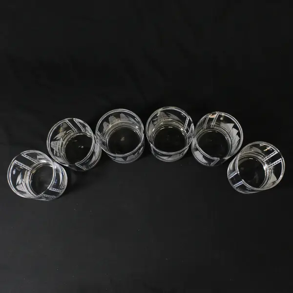 Set of 6 Georges Briard Nautical Sailing Ship Rocks Glasses  