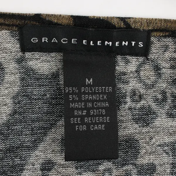 Grace Elements Black and Brown Floral Pattern Beaded Top Women's Medium