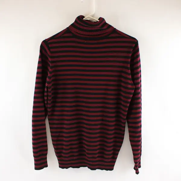  Joseph A. Red and Black Striped Long-Sleeved Turtleneck Women's Medium