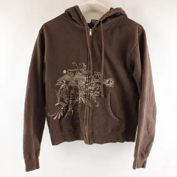 Semper Fidelis Graphic Brown Zip-Up Hoodie Women's Medium