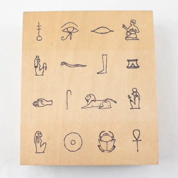 Jennifer Larson Wooden Egyptian Symbols Stamp Kit - Complete w/Booklet & Ink Pad