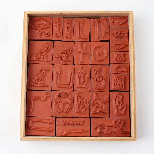 Jennifer Larson Wooden Egyptian Symbols Stamp Kit - Complete w/Booklet & Ink Pad