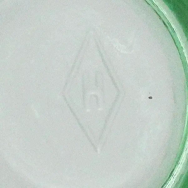 Set of 7 Heisey Moongleam Footed Green Cups With Scalloped Rims