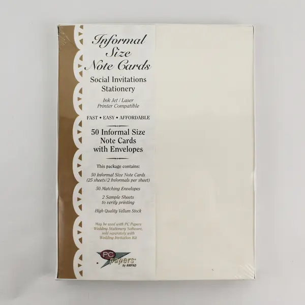 PC Papers By AMPAD 50 Ivory Informal Size Note Cards W/ Envelopes (Unopened)