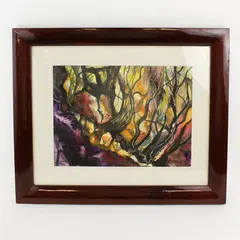 Jungle by Ed Heyde Abstract Watercolor Landscape Framed & Matted 19.5" x 23.5"