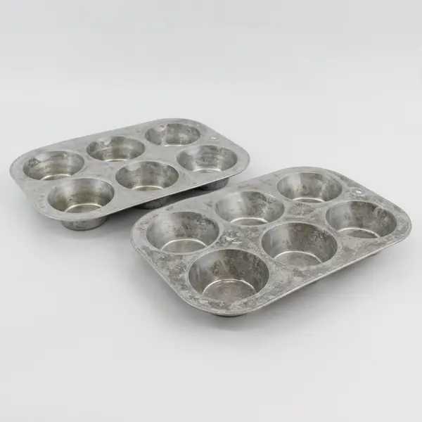 Lot of 2 Aluminum Muffin Pans 6 Count Each