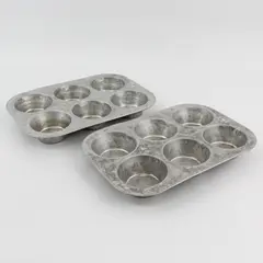 Lot of 2 Aluminum Muffin Pans 6 Count Each