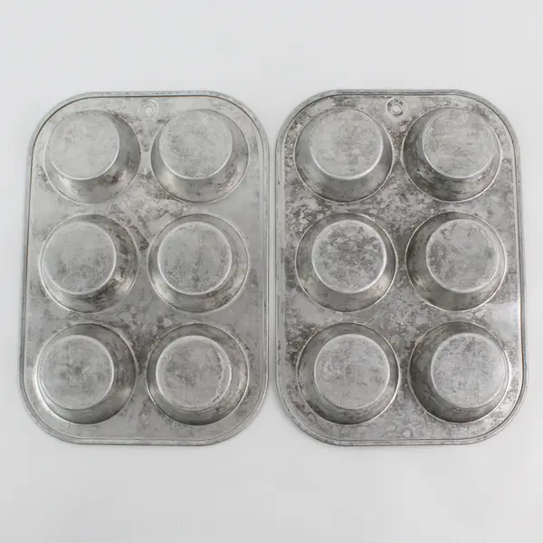 Lot of 2 Aluminum Muffin Pans 6 Count Each