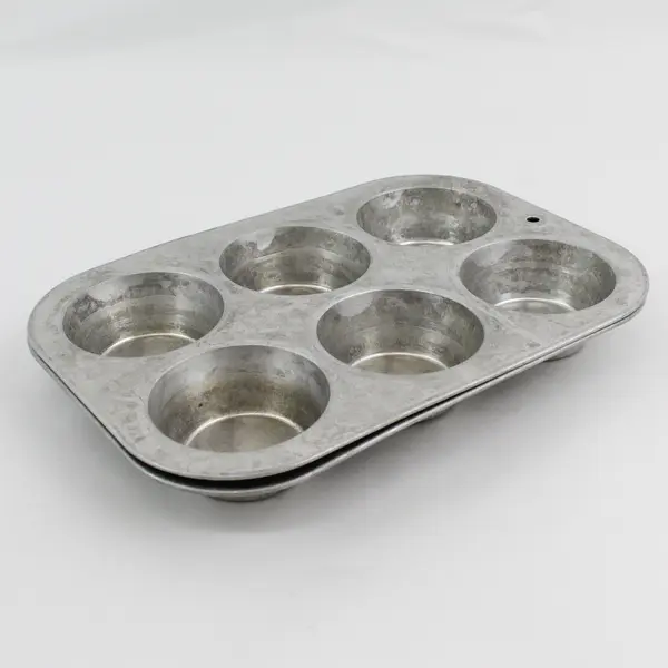 Lot of 2 Aluminum Muffin Pans 6 Count Each