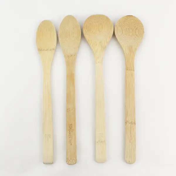  Lot of 4 Pampered Chef Bamboo Wooden Spoons Cooking Kitchen Utensils 12" Long