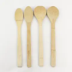  Lot of 4 Pampered Chef Bamboo Wooden Spoons Cooking Kitchen Utensils 12" Long