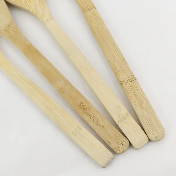  Lot of 4 Pampered Chef Bamboo Wooden Spoons Cooking Kitchen Utensils 12" Long