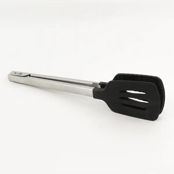 Pampered Chef Silicone/Stainless Steel Spatula Tongs Kitchen Utensil  14.25"