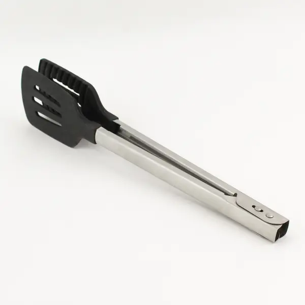 Pampered Chef Silicone/Stainless Steel Spatula Tongs Kitchen Utensil  14.25"