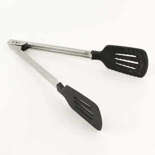 Pampered Chef Silicone/Stainless Steel Spatula Tongs Kitchen Utensil  14.25"