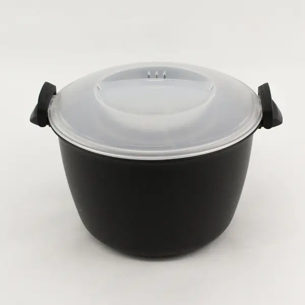 Pampered Chef Black/Clear Plastic Micro Cooker Plus W/ 2 Lids Kitchen Tool 3 Qt