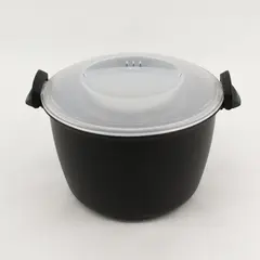 Pampered Chef Black/Clear Plastic Micro Cooker Plus W/ 2 Lids Kitchen Tool 3 Qt