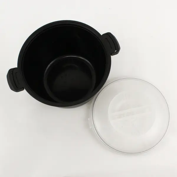 Pampered Chef Black/Clear Plastic Micro Cooker Plus W/ 2 Lids Kitchen Tool 3 Qt