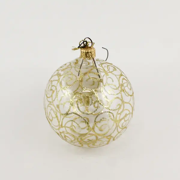 Unbranded Hand Blown Hand Painted Round Clear Glass Hanging Ornament 3.25"