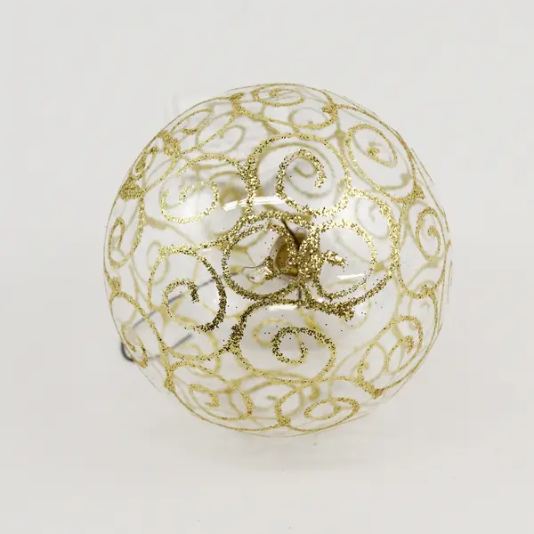 Unbranded Hand Blown Hand Painted Round Clear Glass Hanging Ornament 3.25"